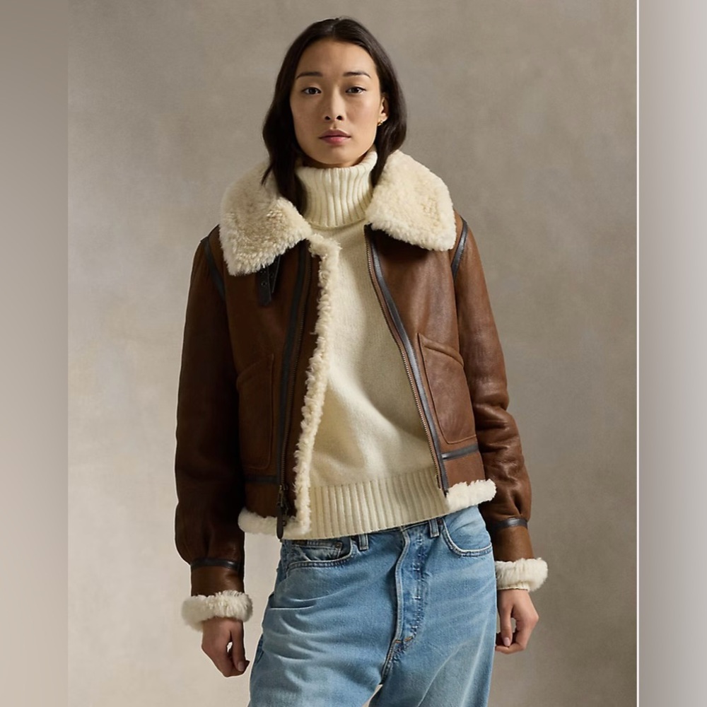 Ralph Lauren leather trim aviator jacket